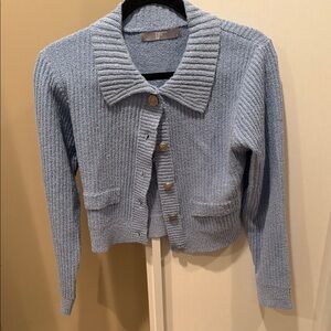 Women's Blue Collared Button Up Cardigan Size S